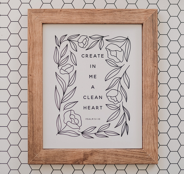 Psalm 51:10 Christian Art Print